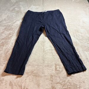 Boden Linen Cropped Pants Minimalist Coastal Casual Women’s Size 14R Navy Summer